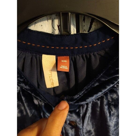 Pilcro velour  puff sleeve button up top xxs Y2K Vintage Classic - Picture 4 of 8